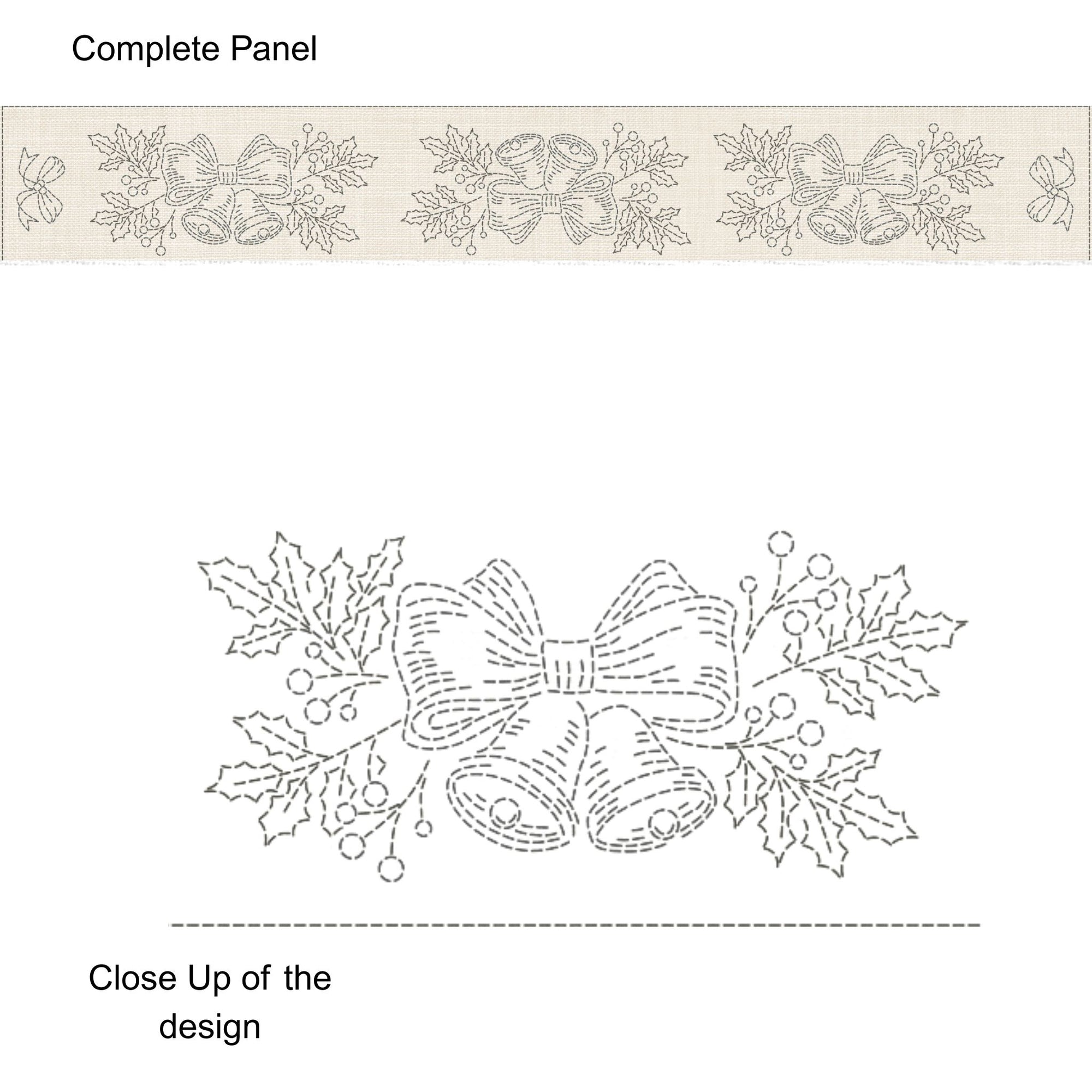 Christmas Bells Long Pre-Printed Sashiko Panel
