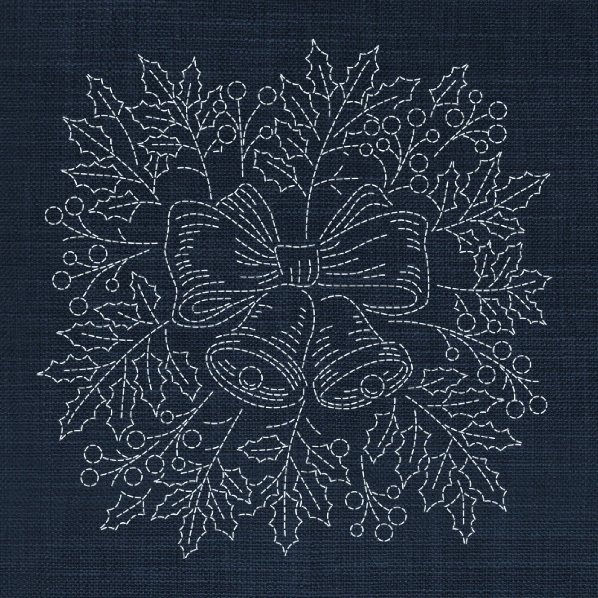 Christmas Bells Pre-Printed Sashiko Panel