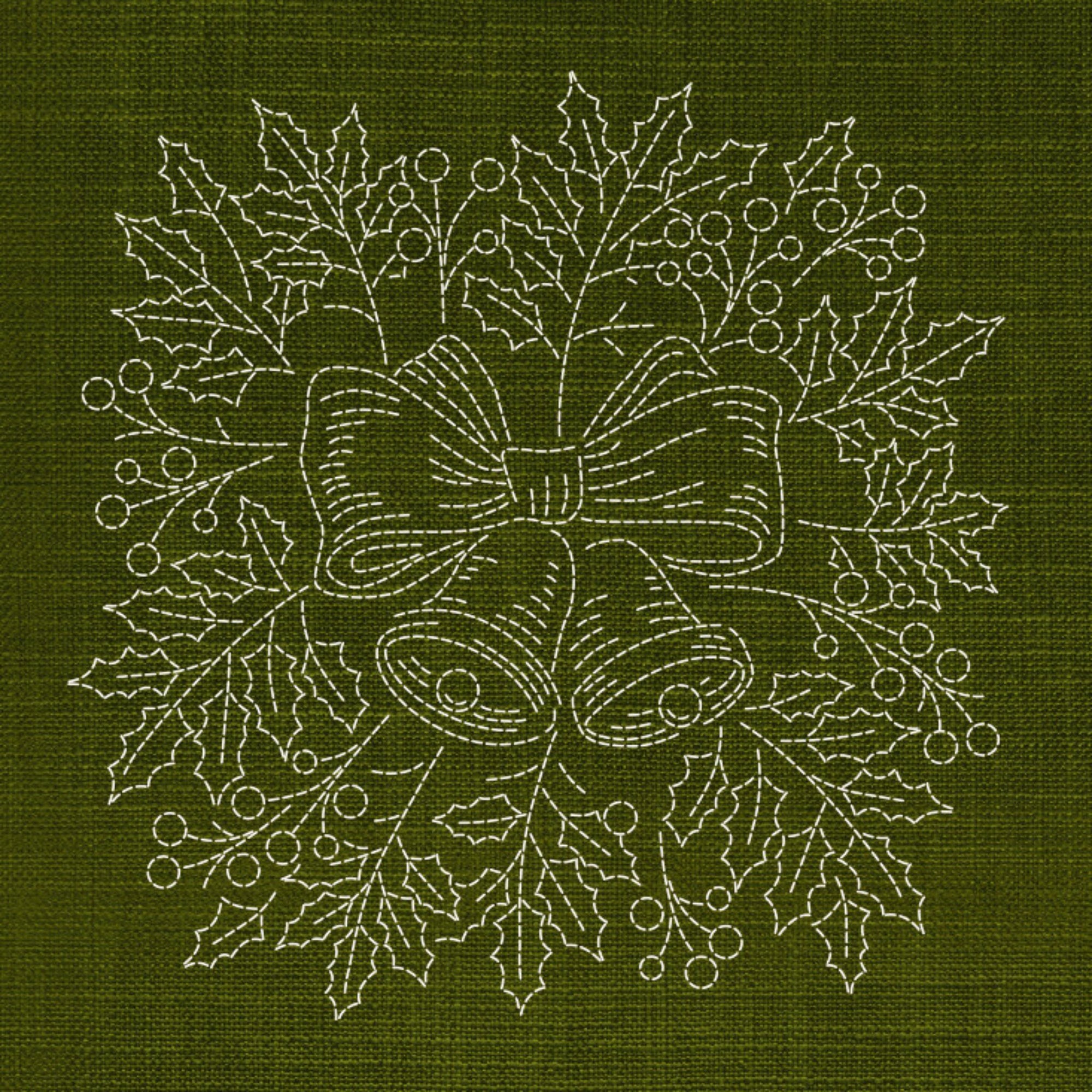 Christmas Bells Pre-Printed Sashiko Panel