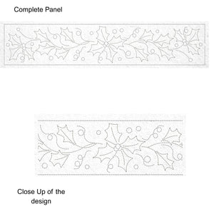 Christmas Holly & Berries Long Pre-Printed Sashiko Panel