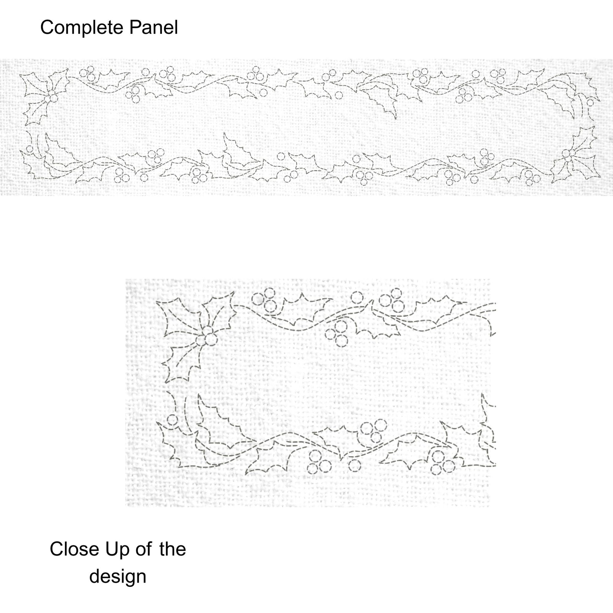 Christmas Holly Long Pre-Printed Sashiko Panel