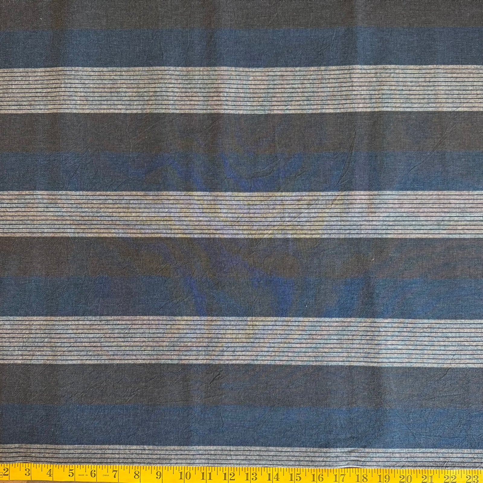 Grey, Blue, Brown Stripes - Yarn-Dyed Fabric - $39 Per Metre