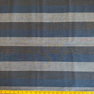 Grey, Blue, Brown Stripes - Yarn-Dyed Fabric - $39 Per Metre