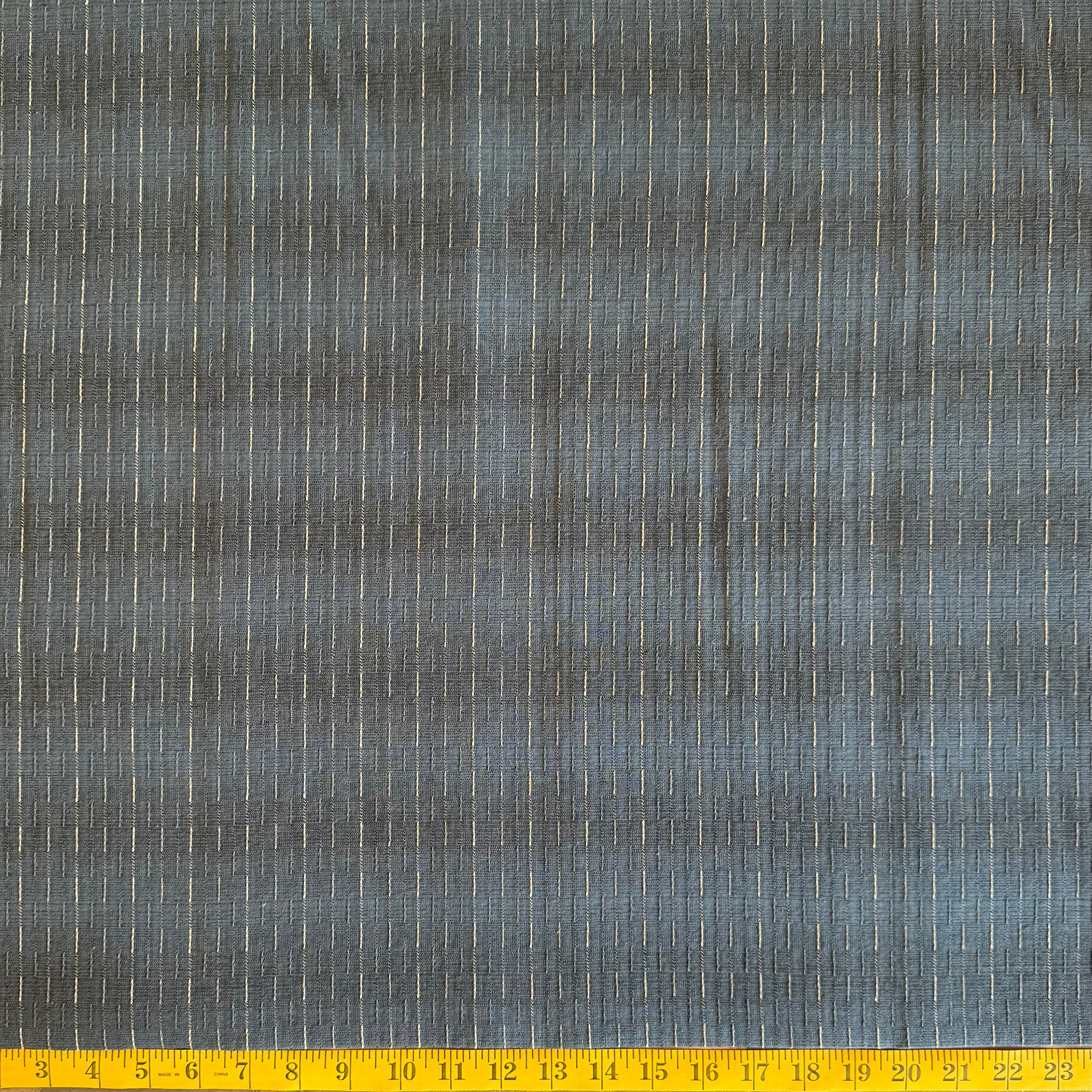 Grey/Blue Broken Stitched Stripes - Yarn-Dyed Fabric - $32 Per Metre