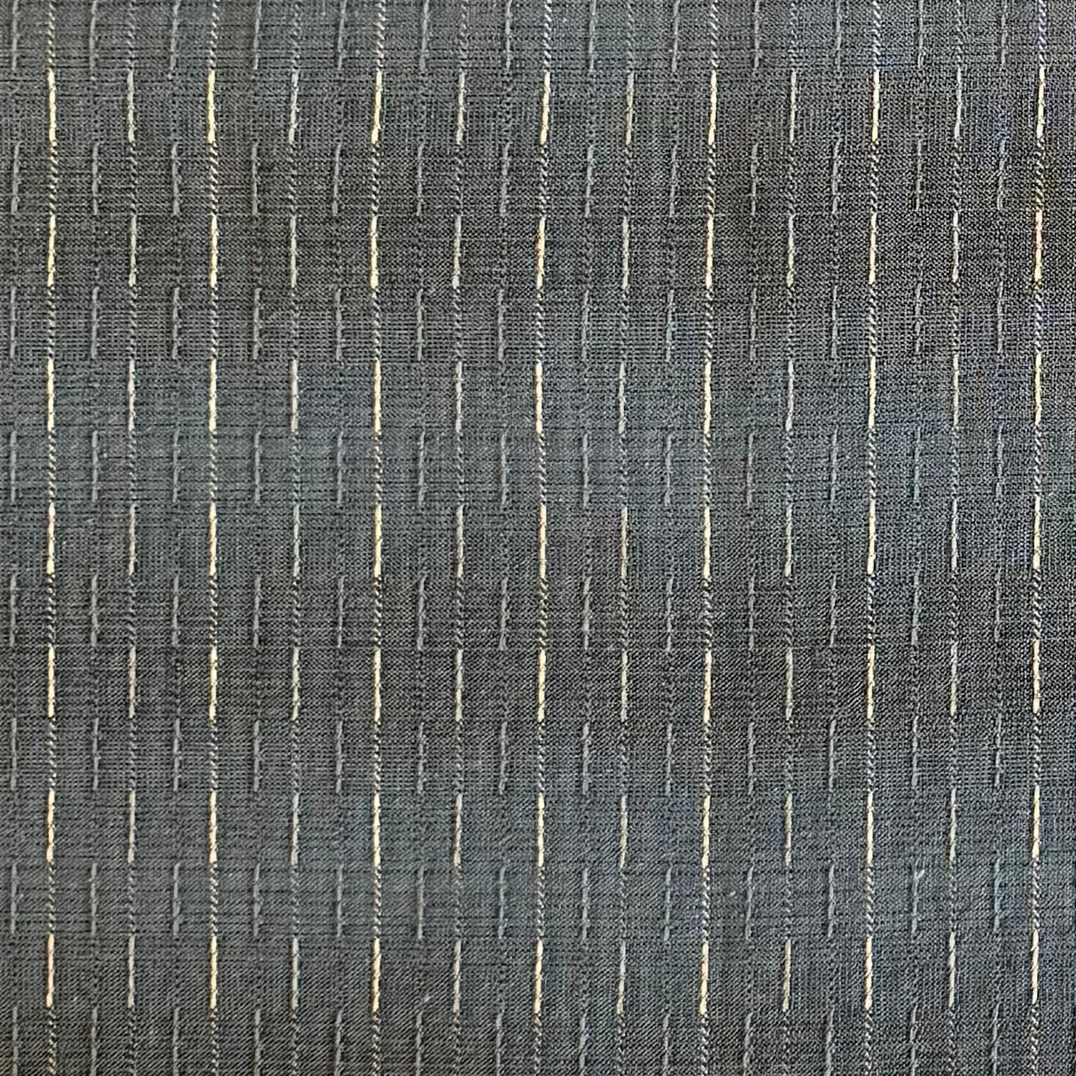 Grey/Blue Broken Stitched Stripes - Yarn-Dyed Fabric - $32 Per Metre