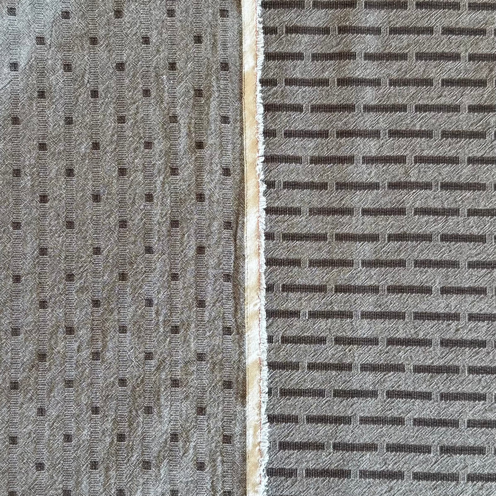 Grey Squares & Stripes - Yarn-Dyed Fabric - $50 Per Metre