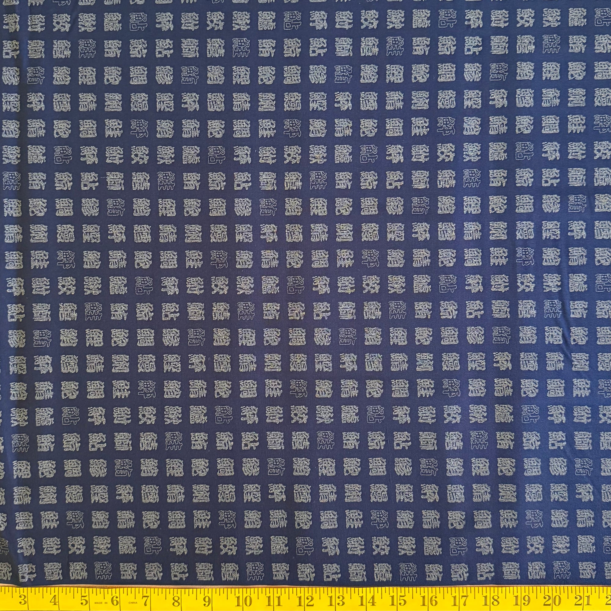 Indigo Script - Cotton Print Fabric - $24 Per Metre