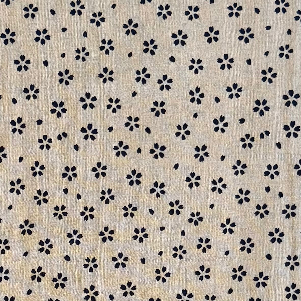 Cream & Indigo Florals  - Cotton Print Fabric - $32 Per Metre