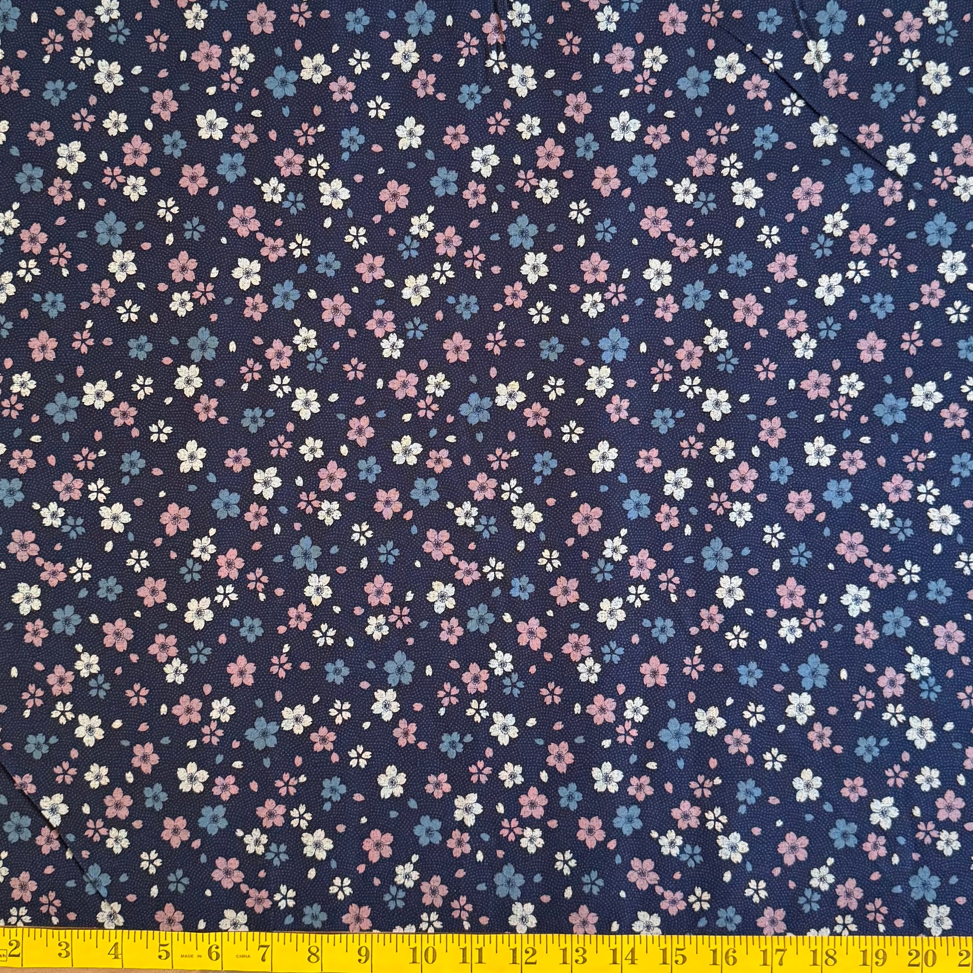 Indigo Blossoms - Cotton Print Fabric - $30 Per Metre