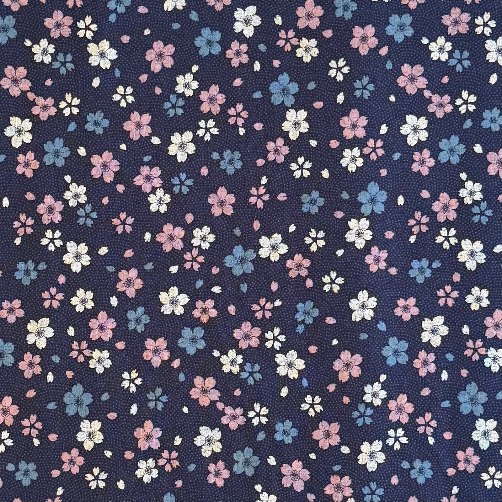 Indigo Blossoms - Cotton Print Fabric - $30 Per Metre