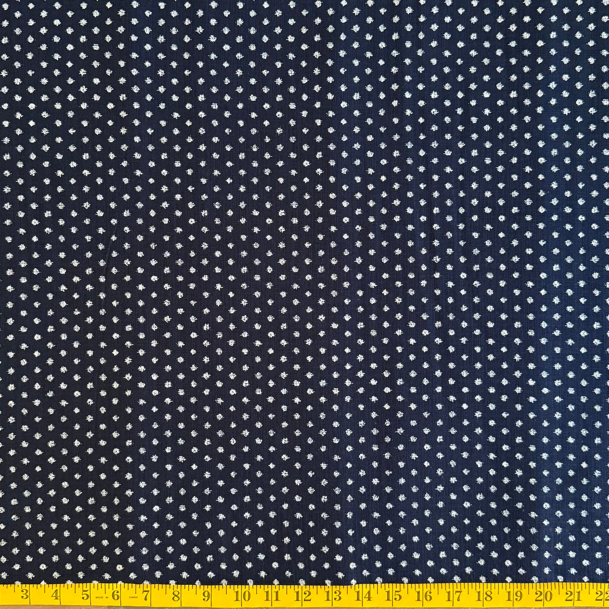 Indigo & White Scattered Spots - Cotton Print Fabric - $32 Per Metre