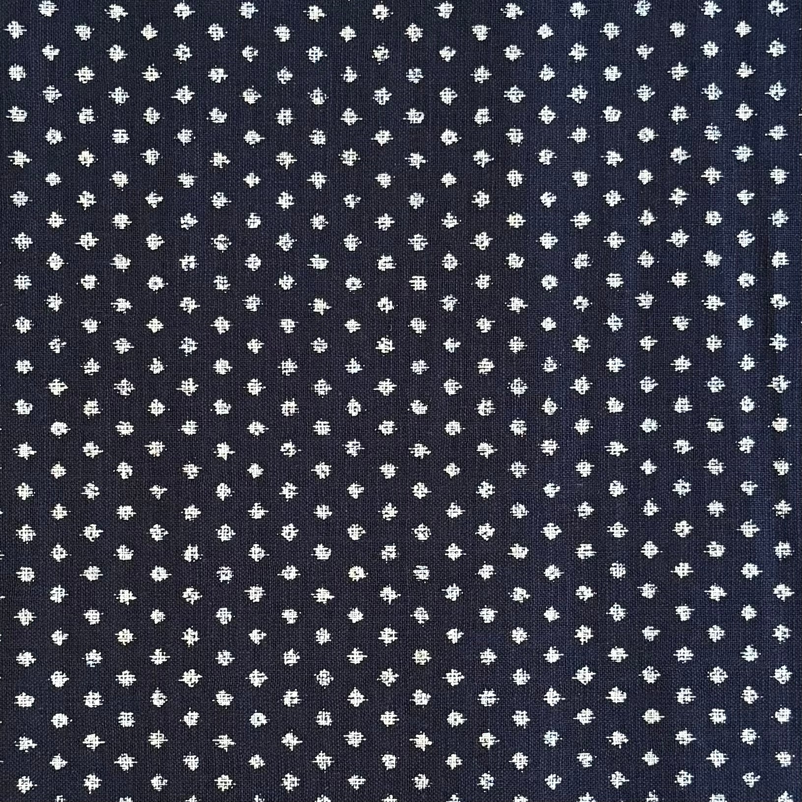 Indigo & White Scattered Spots - Cotton Print Fabric - $32 Per Metre