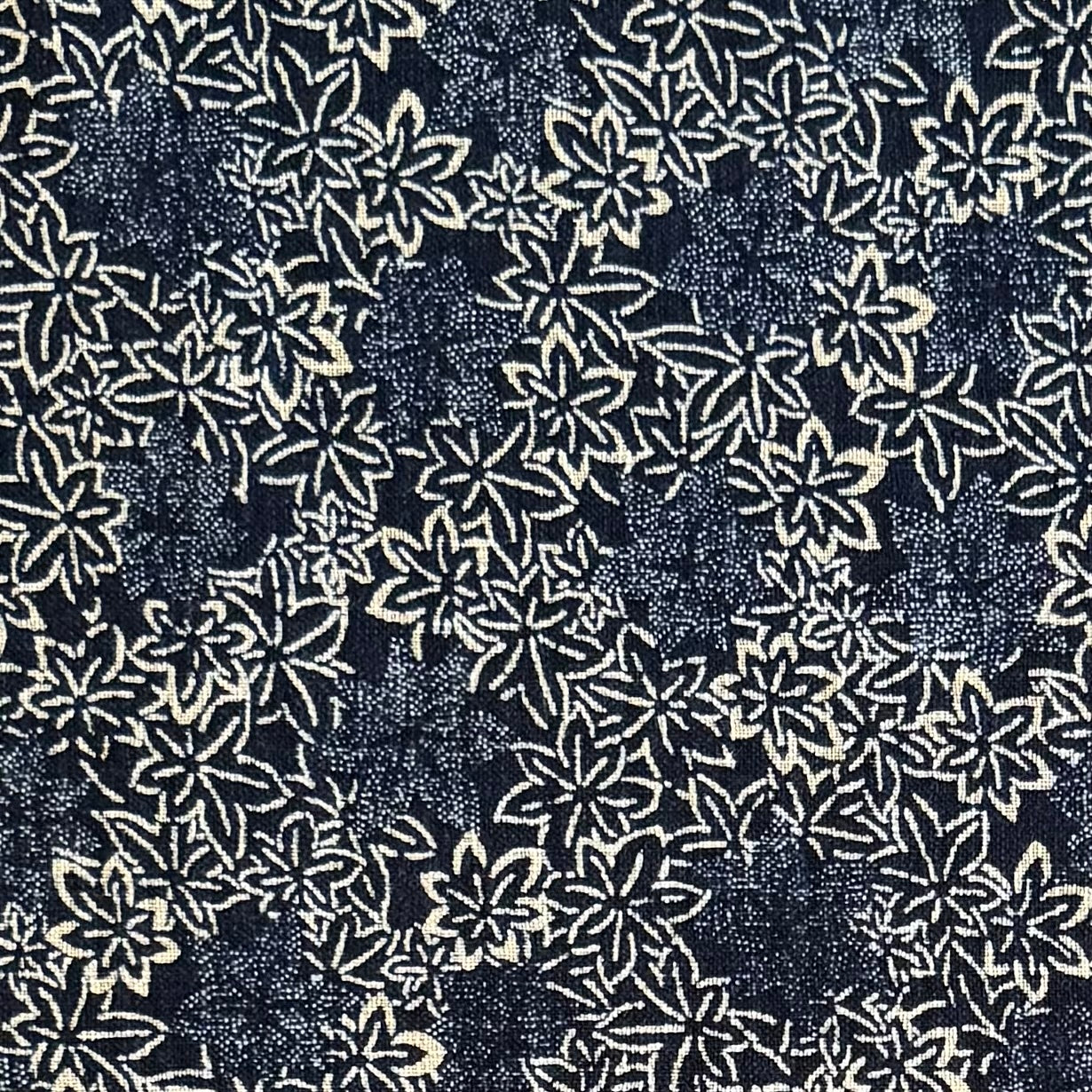 Indigo Maple Leaf - Cotton Print Fabric - $32 Per Metre