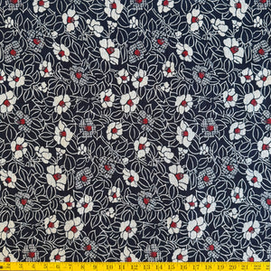 Scattered Camellia's - Cotton Print Fabric - $55 Per Metre