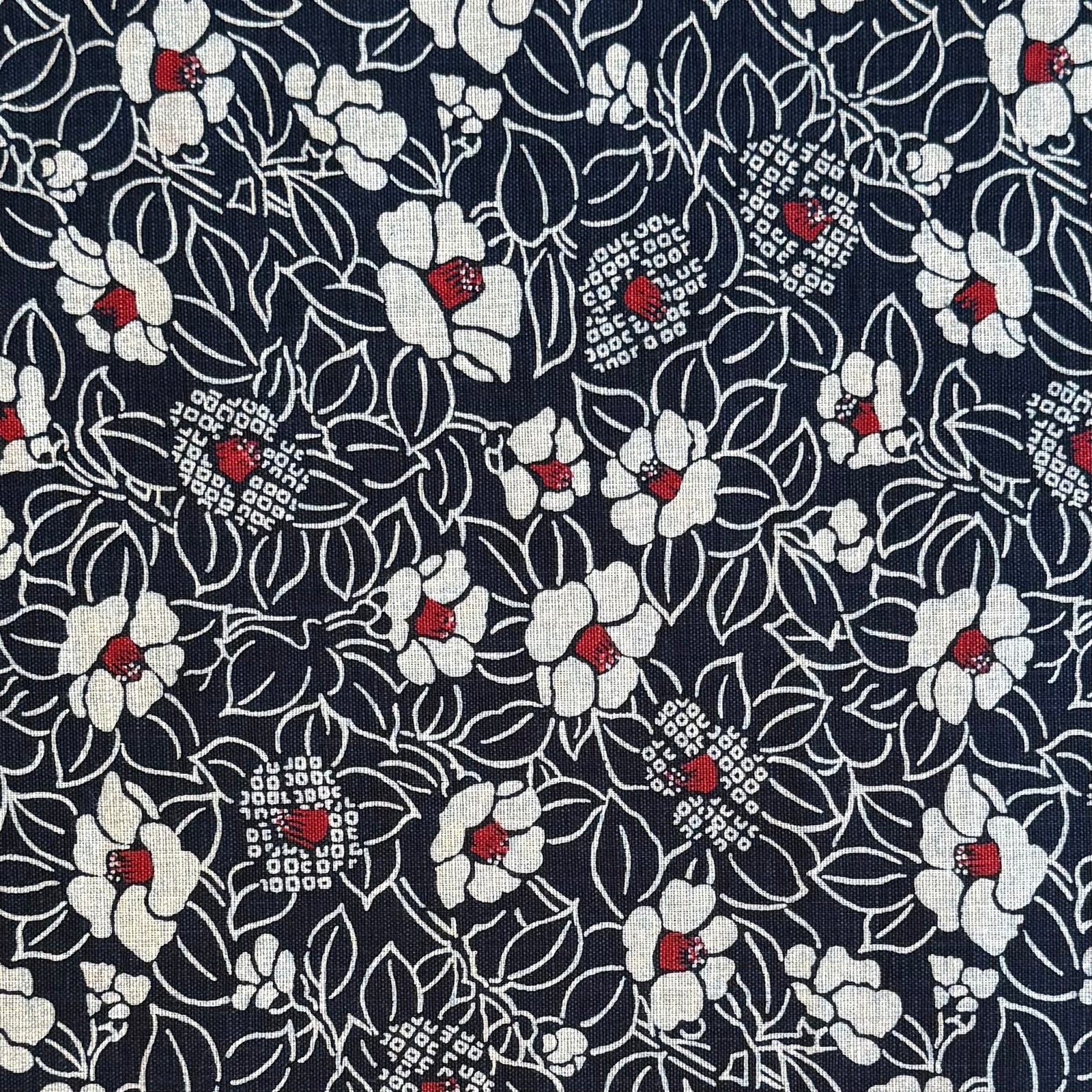Scattered Camellia's - Cotton Print Fabric - $55 Per Metre