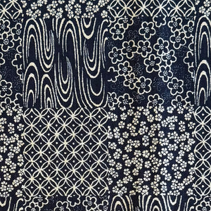 Indigo & Cream Squares - Cotton Print Fabric - $37 Per Metre