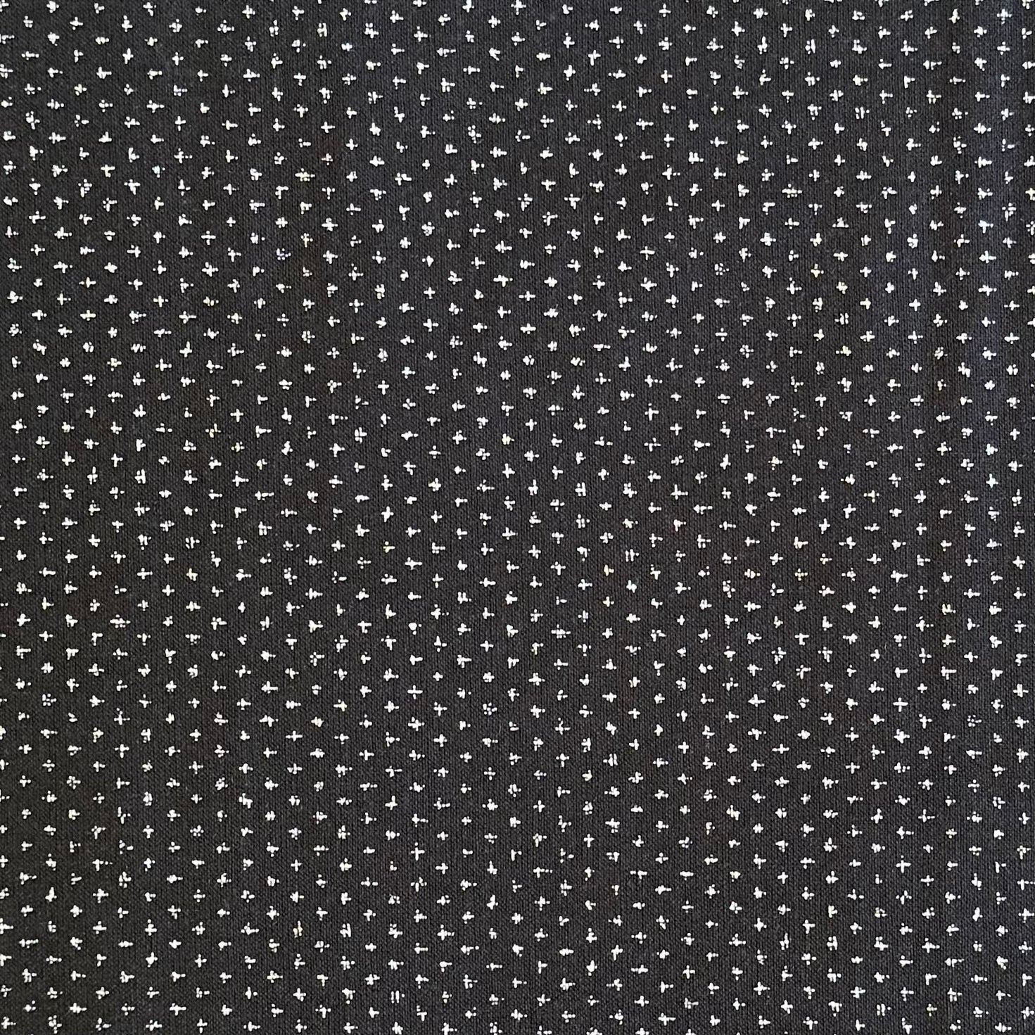 Black & White Distressed Crosses - Cotton Print Fabric - $45 Per Metre