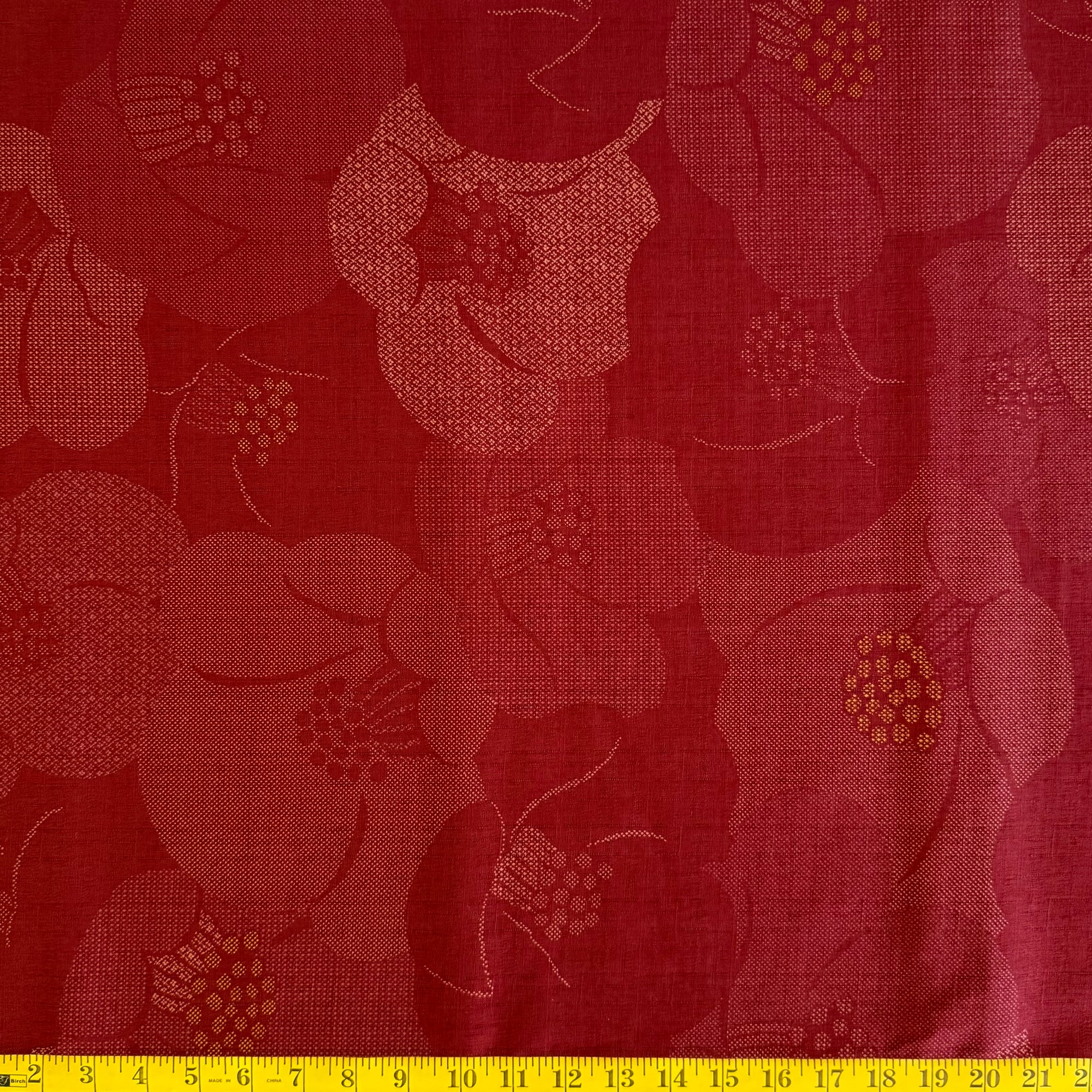 Subtle Red Florals - Dobby Weave Fabric - $36 Per Metre