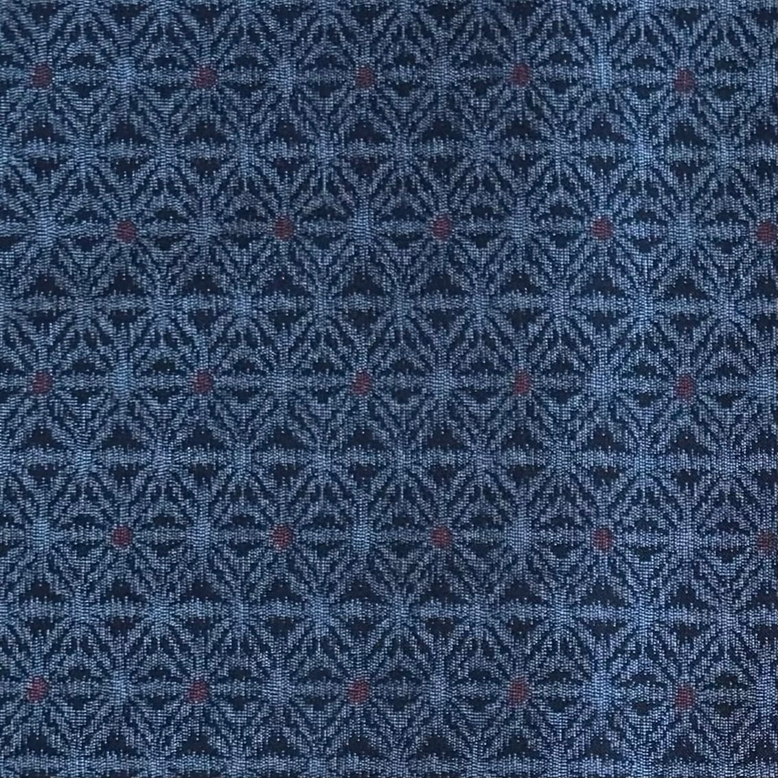 Indigo & Red Asanoha - Cotton Print Fabric - $28 Per Metre