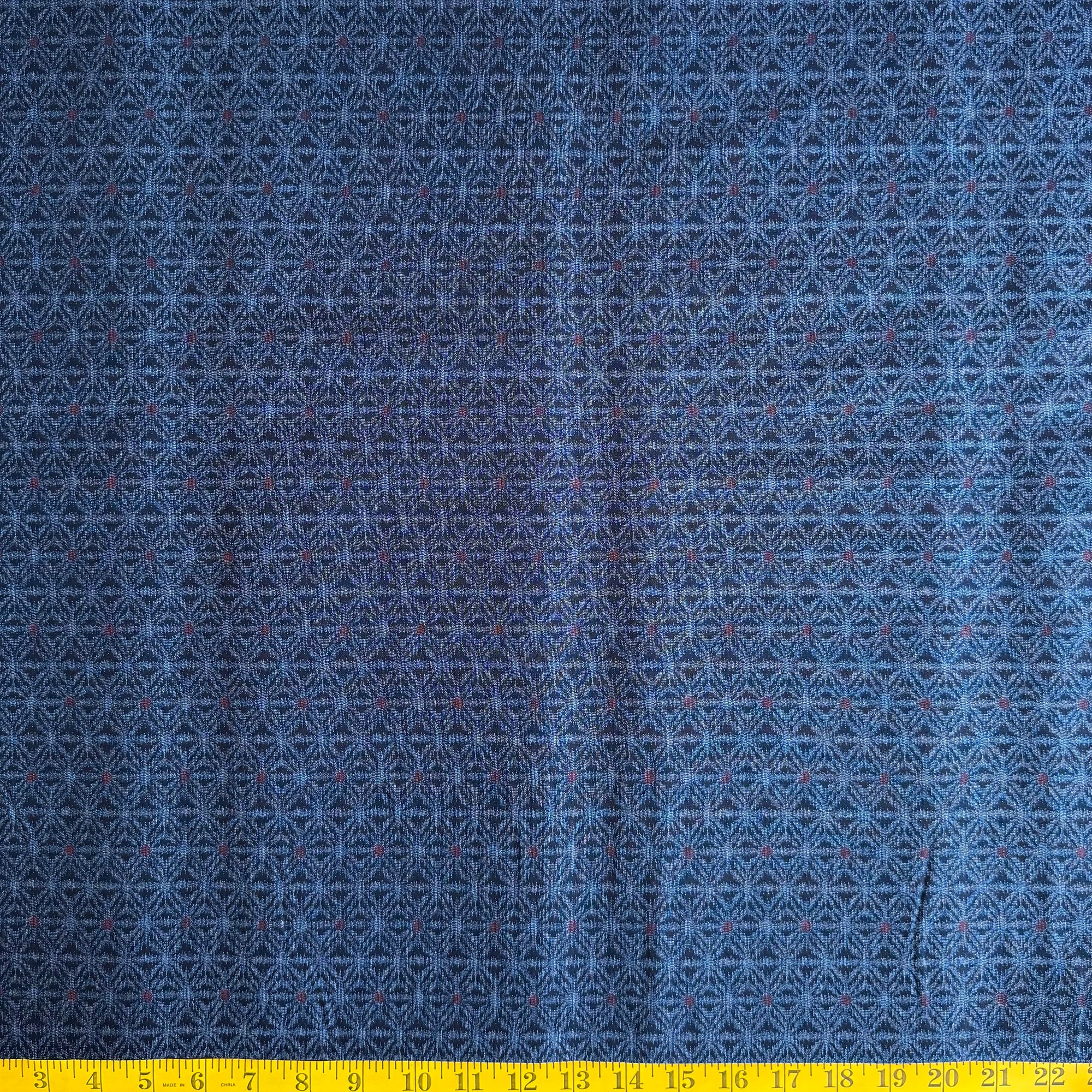 Indigo & Red Asanoha - Cotton Print Fabric - $28 Per Metre