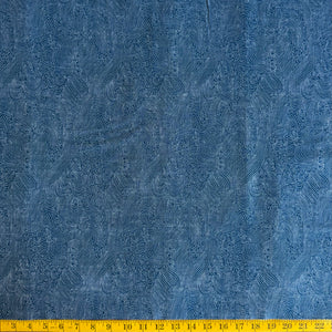 Denim Blue Waves - Cotton Print Fabric - $32 Per Metre