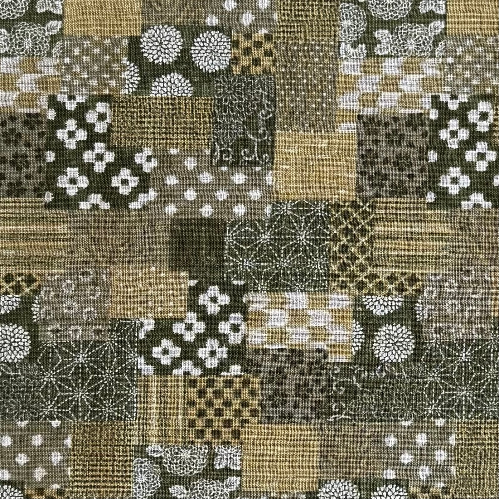 Blocks of Green - Cotton Print Fabric - $32 Per Metre
