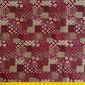 Blocks of Red - Cotton Print Fabric - $32 Per Metre