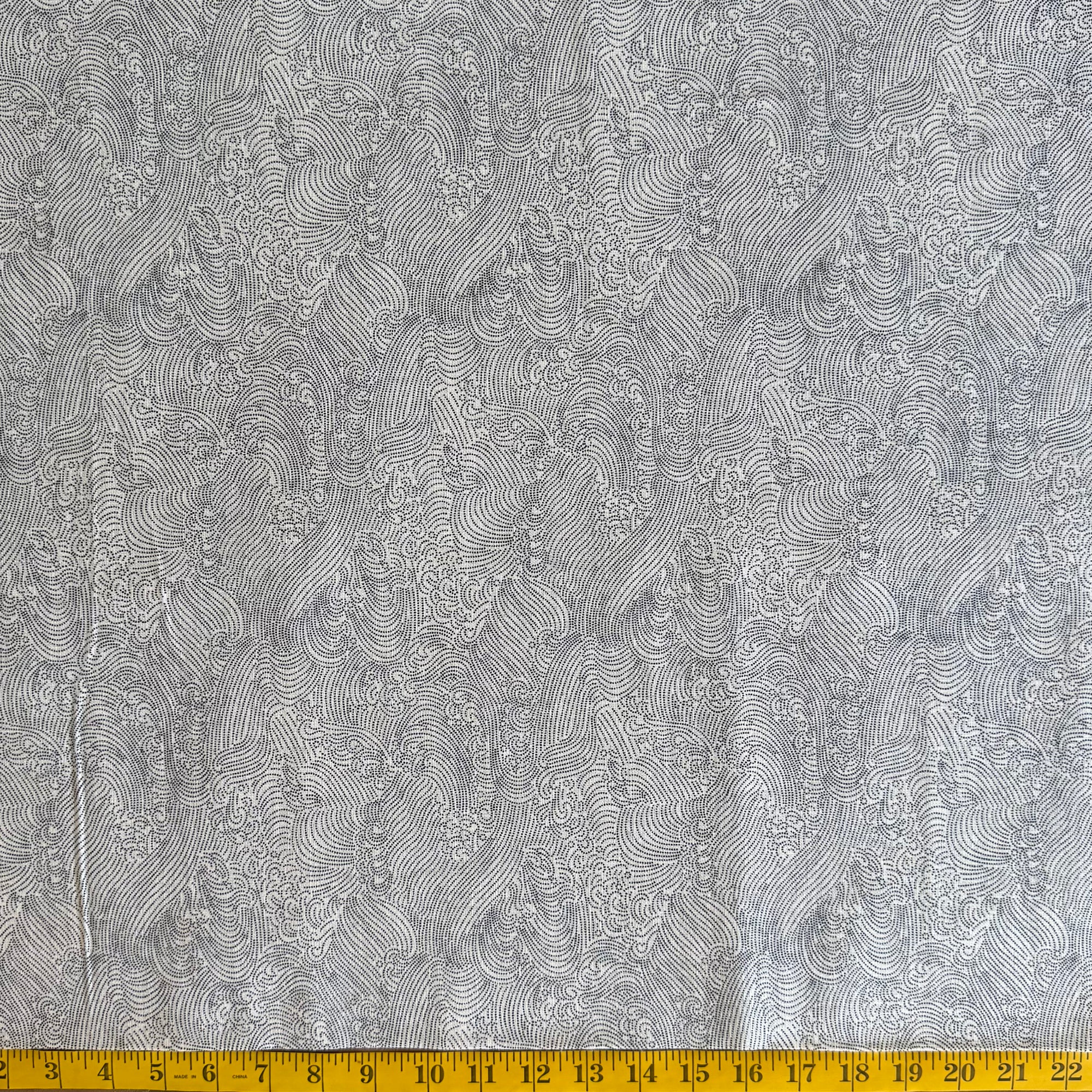 White Waves - Cotton Print Fabric - $32 Per Metre