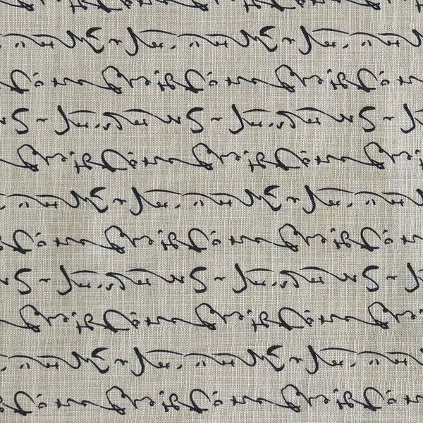 Script Line Decor Patton Lines of Script - Cotton Print Fabric - $32 Per Metre - Indigo Niche