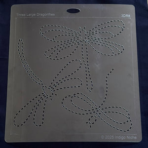 Three Dragonflies Large Sashiko Template