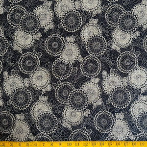 Indigo Fans - Cotton Print Fabric - $32 Per Metre