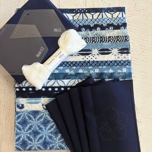 Shibori Blues Hexagon Quilt Kit