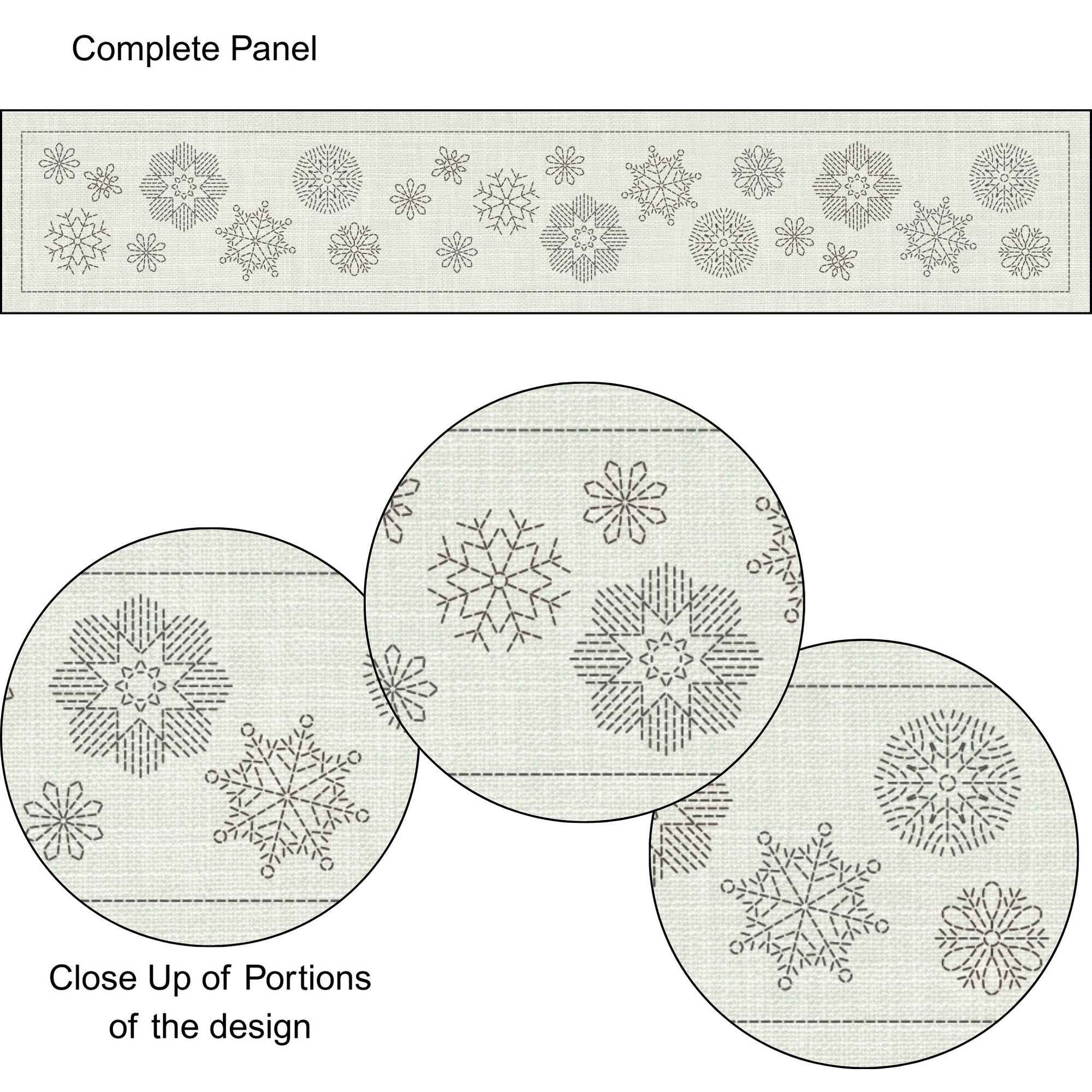 Christmas Snowflakes Long Pre-Printed Sashiko Panel