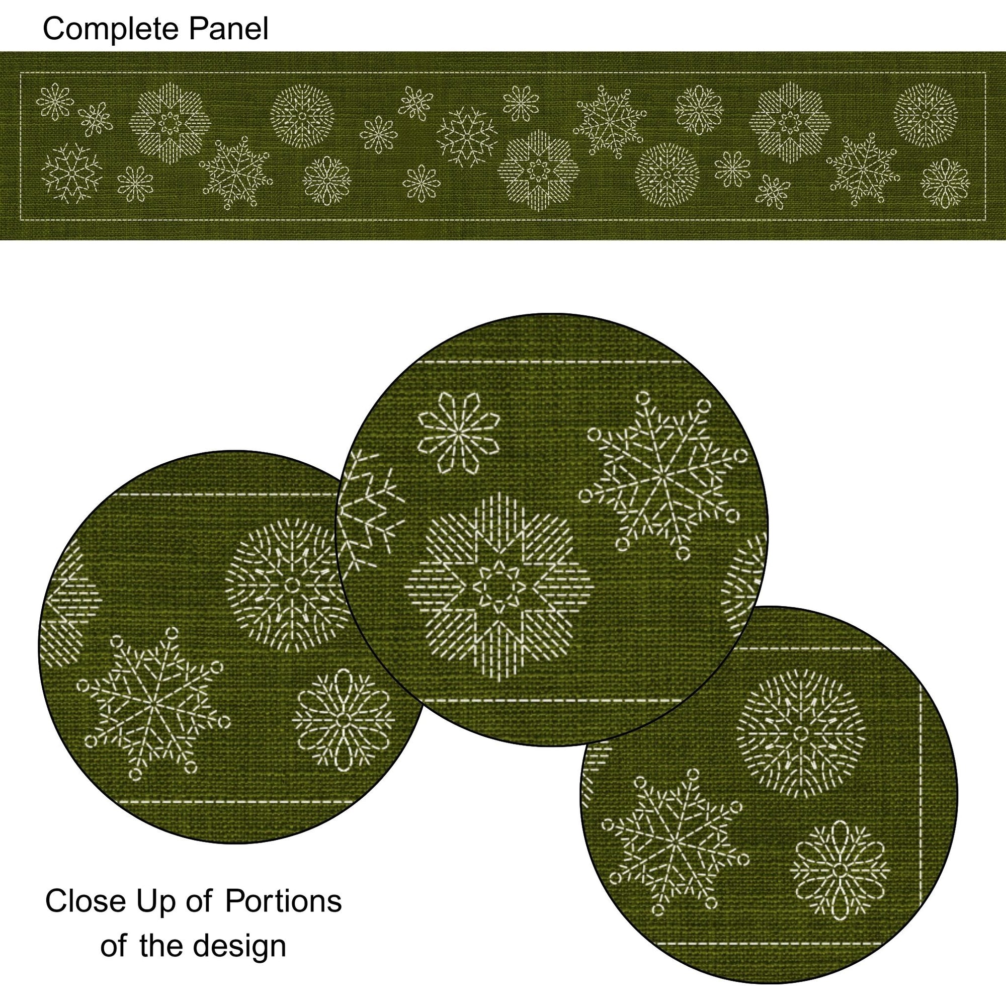 Christmas Snowflakes Long Pre-Printed Sashiko Panel