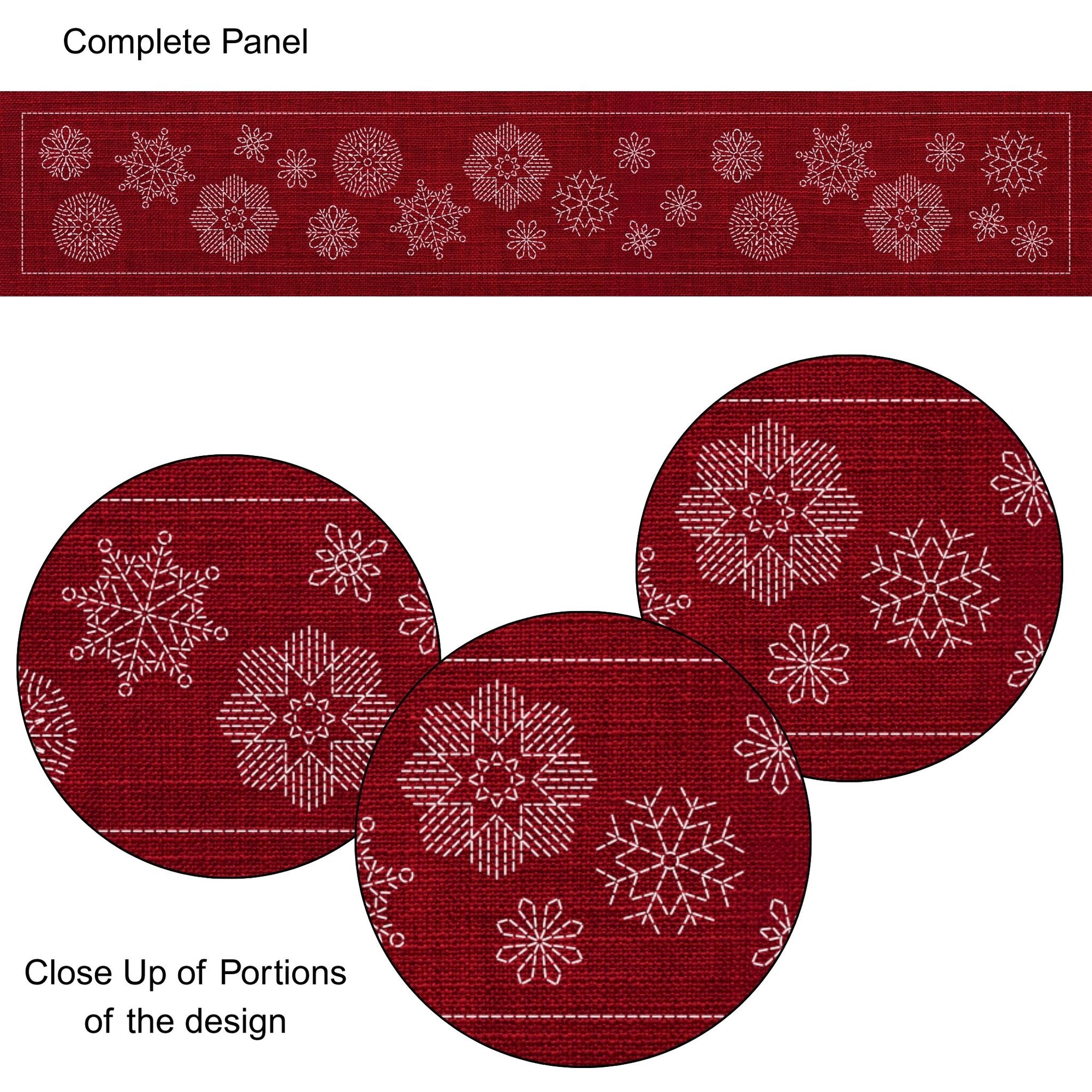 Christmas Snowflakes Long Pre-Printed Sashiko Panel