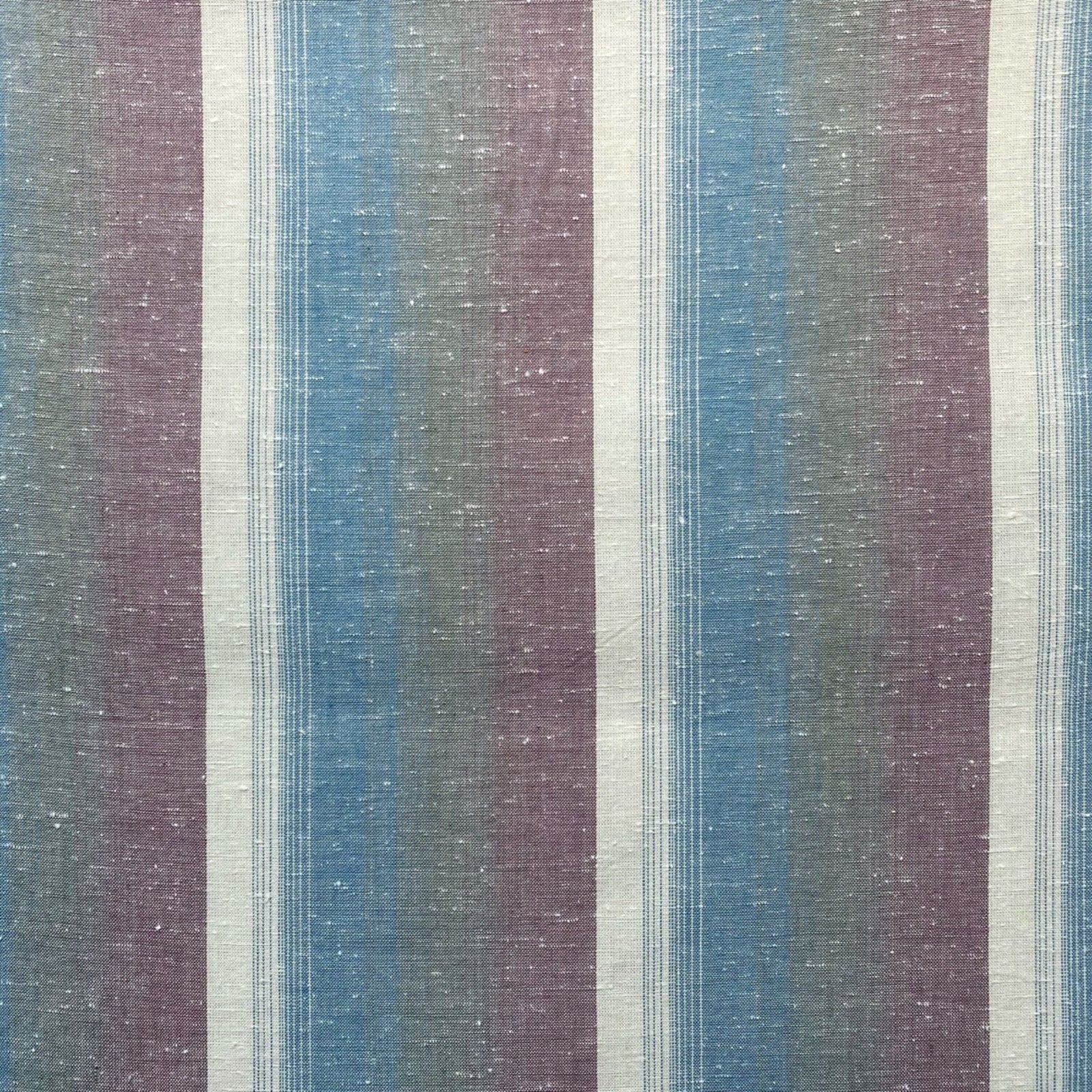 Nukumori Shima Tsumugi Pink/Blue/Cream Striped Fabric $18 Per Meter