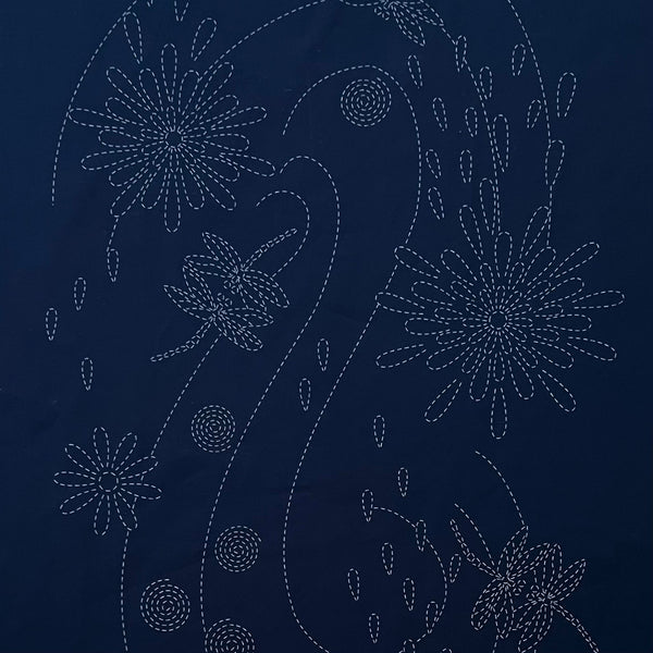 Dragonfly Delight Pre-Printed Sashiko Panel Indigo - Indigo Niche
