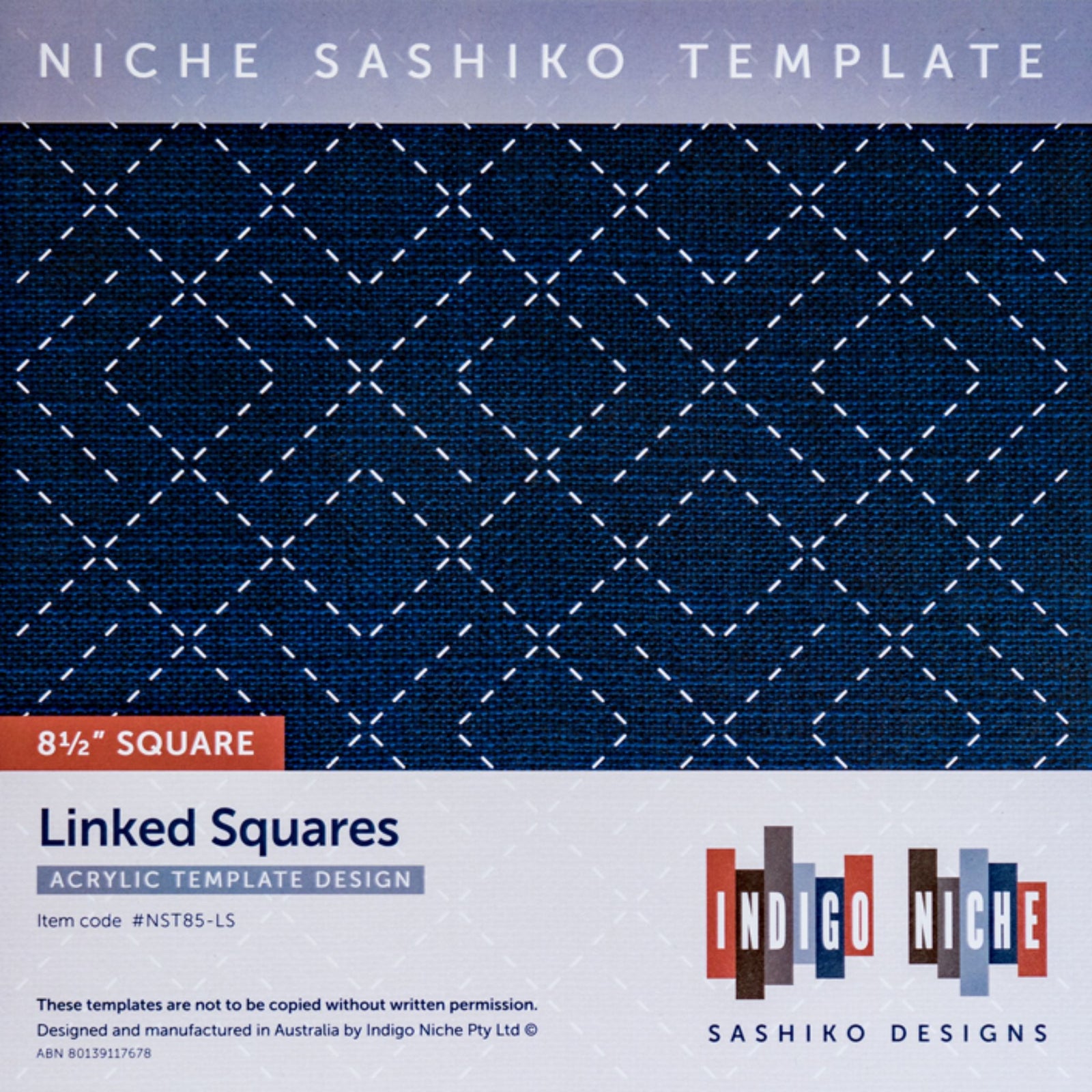 Linked Squares - 8.5" Niche Sashiko Template