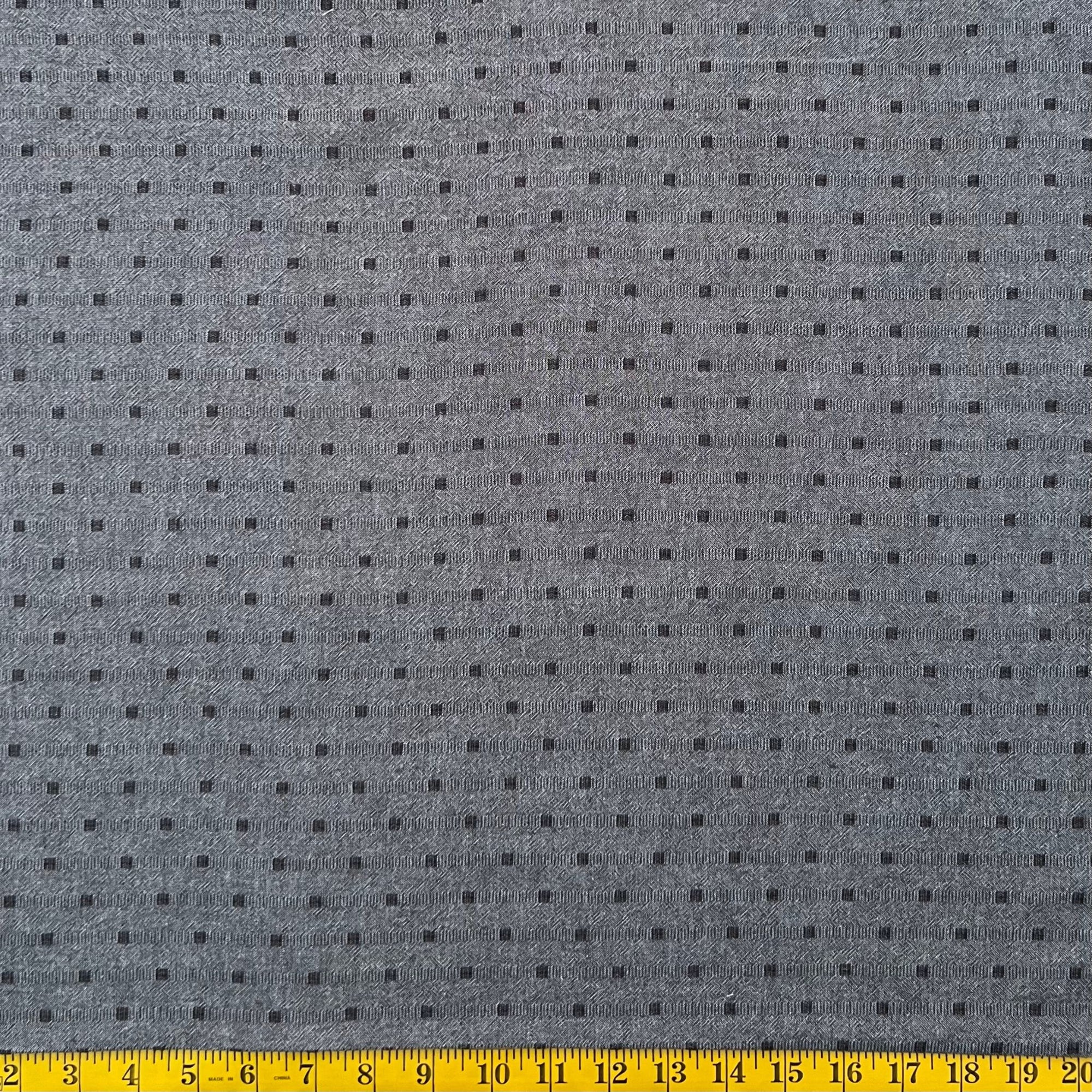 Charcoal Square Yarn-Dyed Fabric - 1M Pre-Cut