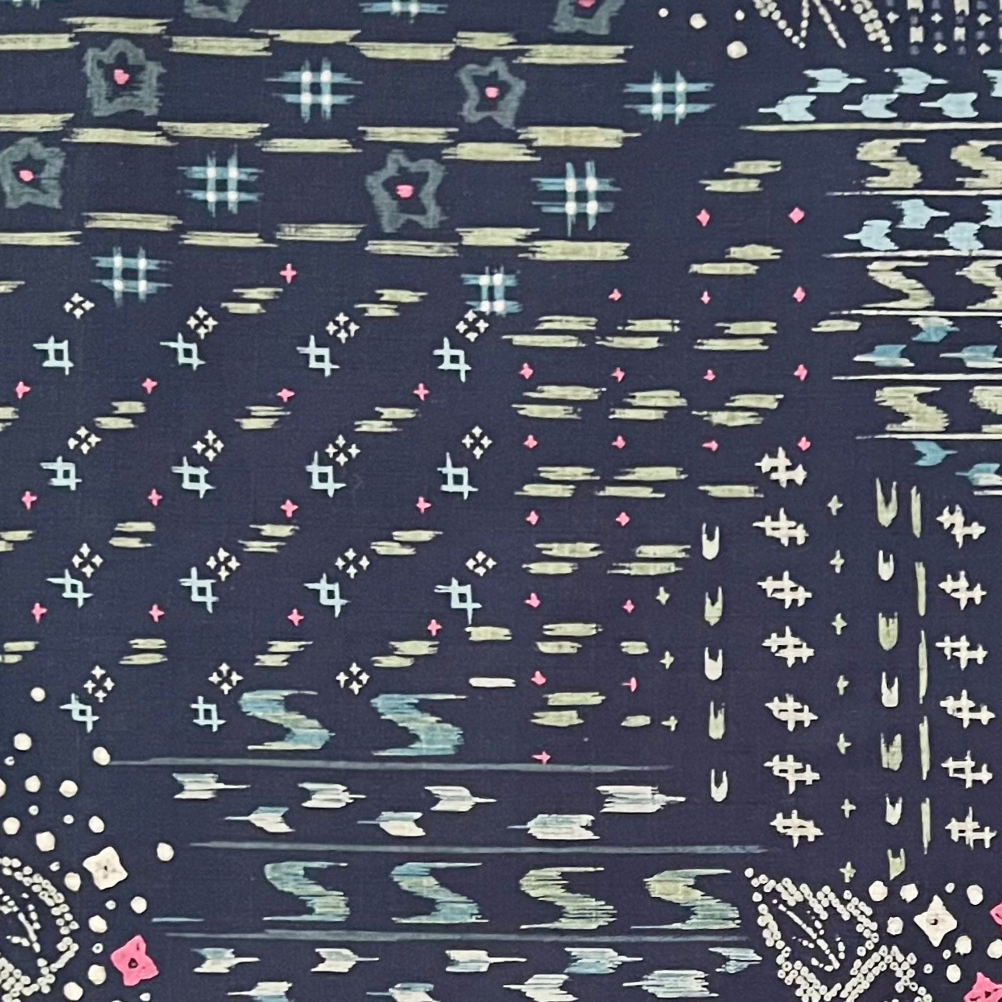 Geometric Dreaming Indigo - Dobby Weave Fabric - $32 Per Metre