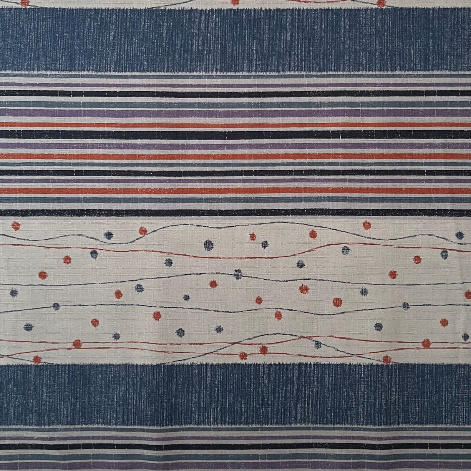 Circus Path Blue - Dobby Weave Fabric - $36 Per Metre