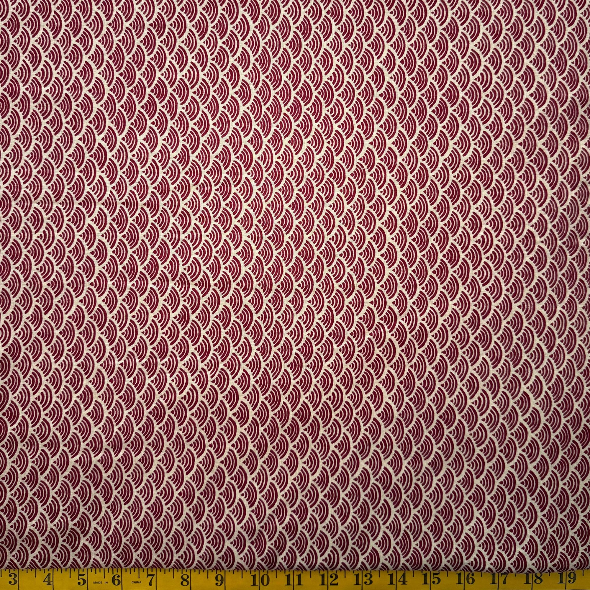Red Seigaiha - Cotton Print Fabric - $32 Per Metre