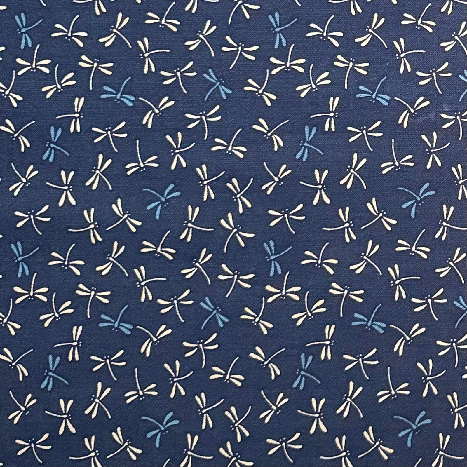 Indigo Dragonflies - Cotton Print Fabric - $30 Per Metre