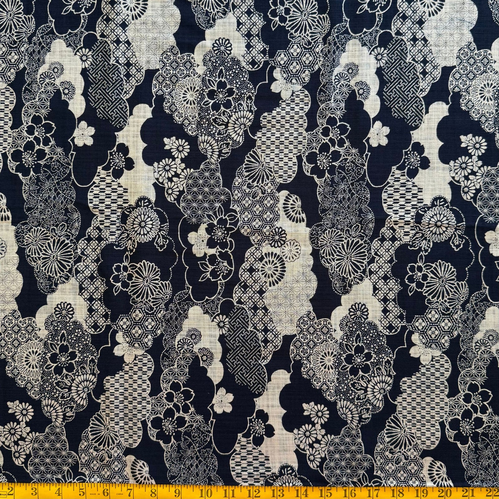 Japanese Clouds - Cotton Print Fabric - $32 Per Metre