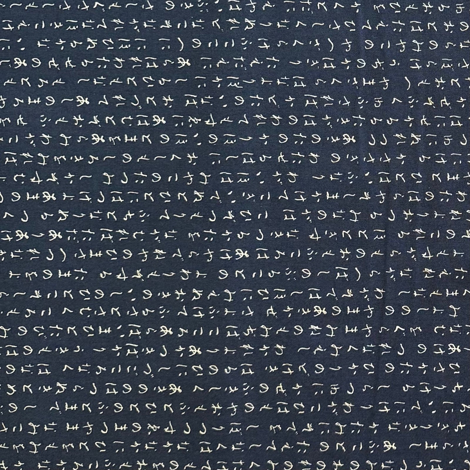 Script Deep Indigo - Cotton Print Fabric - $32 Per Metre
