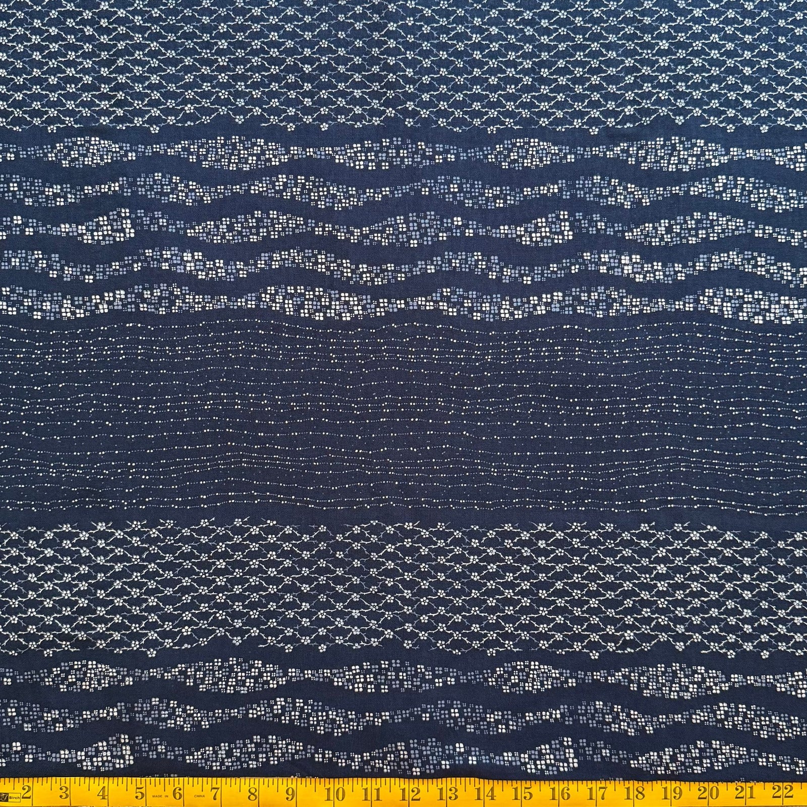 Flowers & Waves - Cotton Print Fabric - $32 Per Metre