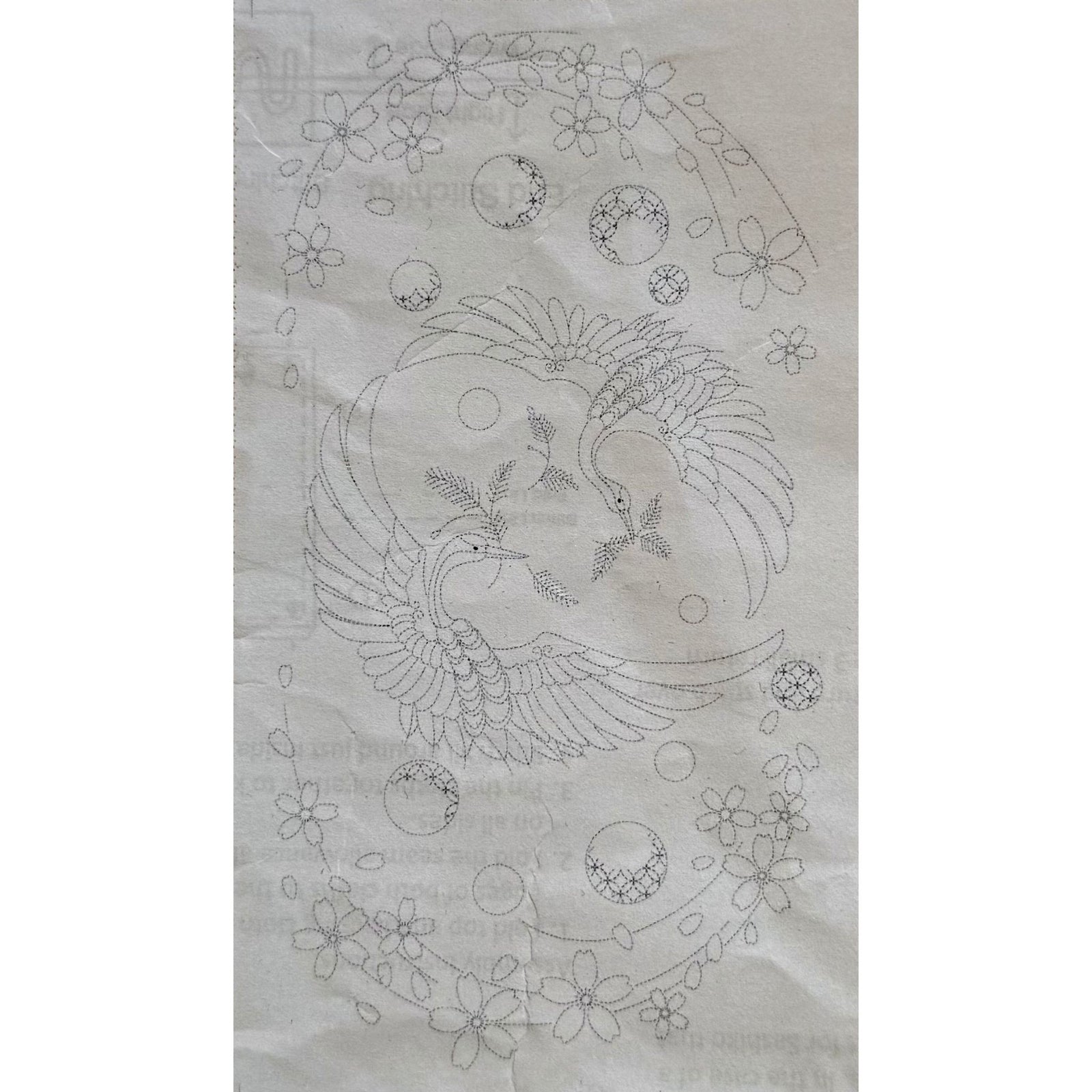 Love Cranes Pre-Printed Sashiko Panel