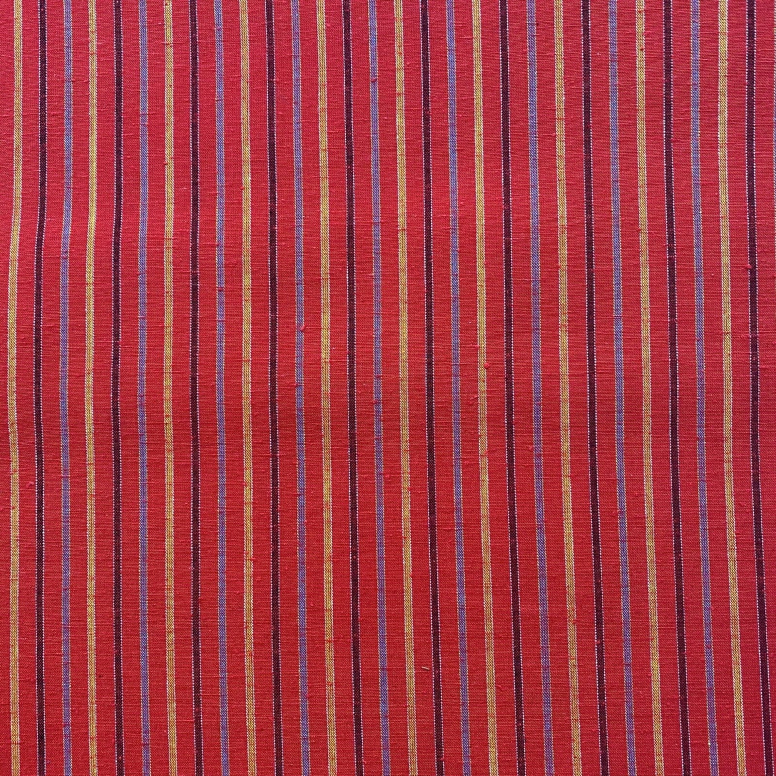 Nukumori Shima Tsumugi Red Striped Fabric $18 Per Meter