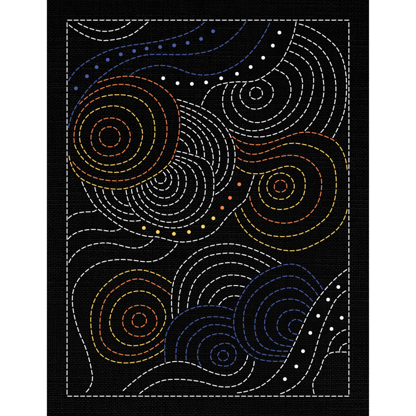 Tidal Pools Small Pre-Printed Sashiko Panel