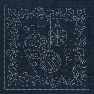 Christmas Baubles Pre-Printed Sashiko Panel